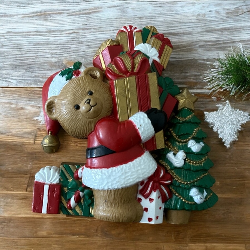 Vintage 1993 Plastic Burwood Christmas Bear Plaques Wall Hangings Retro - Picture 3 of 5